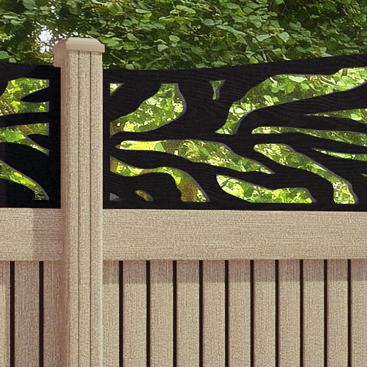 Virtis Malawi Curved Top Fence Panel - Light Oak - with our composite posts