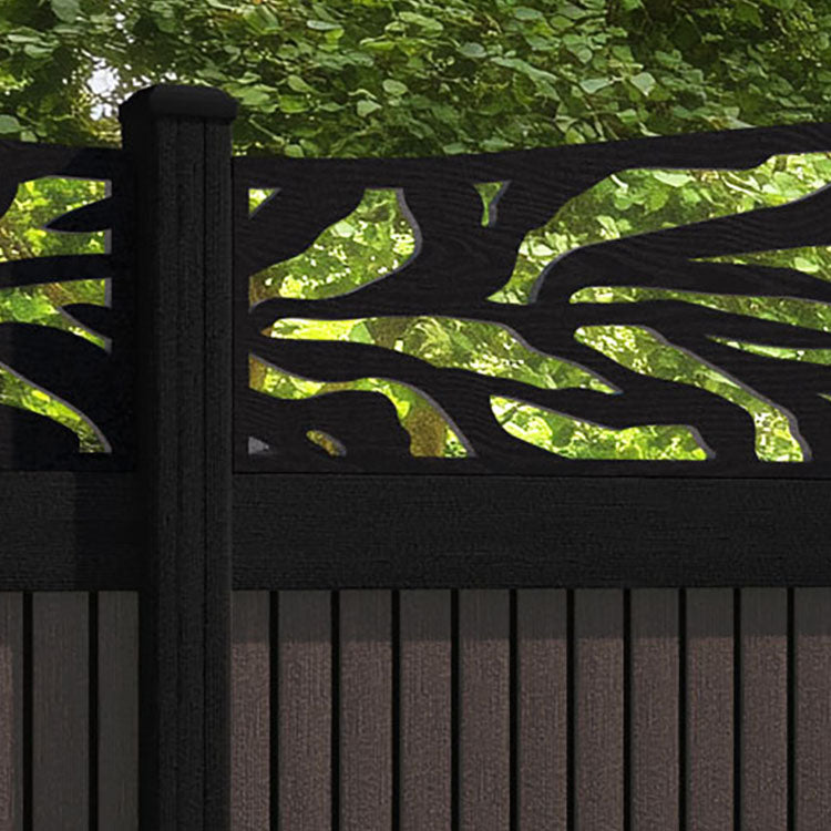 Virtis Malawi Curved Top Fence Panel - Mid Brown - with our composite posts