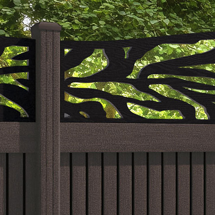 Virtis Malawi Curved Top Fence Panel - Mid Brown - with our composite posts