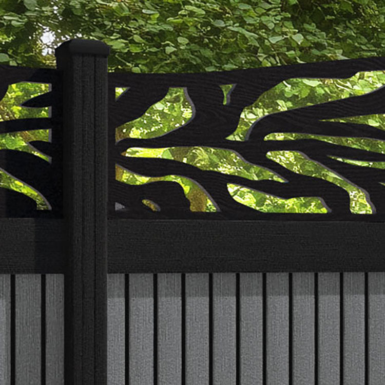 Virtis Malawi Curved Top Fence Panel - Mid Grey - with our composite posts