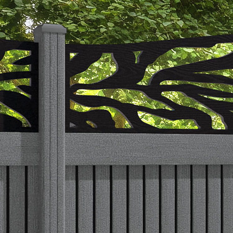 Virtis Malawi Curved Top Fence Panel - Mid Grey - with our composite posts