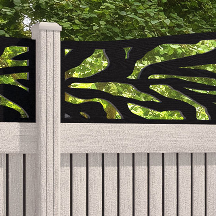 Virtis Malawi Curved Top Fence Panel - Mid Stone - with our composite posts