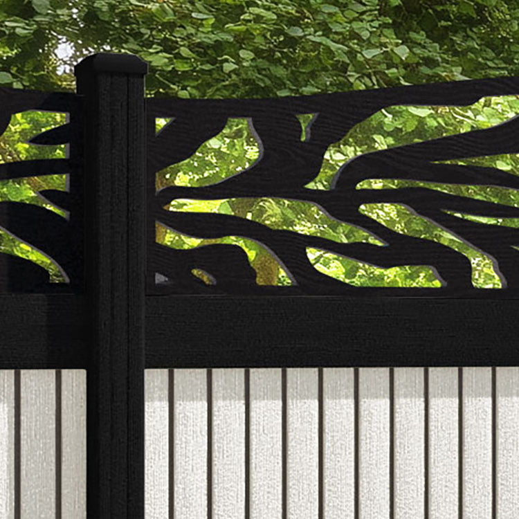Virtis Malawi Curved Top Fence Panel - Light Stone - with our composite posts