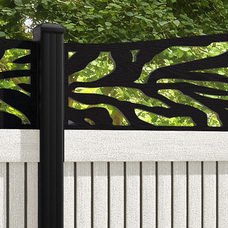 Virtis Malawi Curved Top Fence Panel - Light Stone - with our aluminium posts