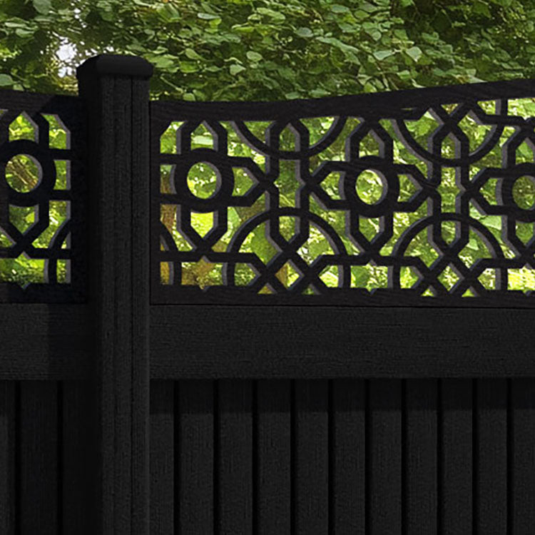 Virtis Nabila Curved Top Fence Panel - Black - with our composite posts