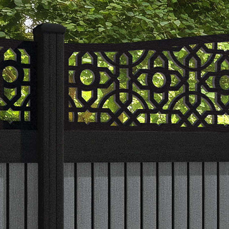 Virtis Nabila Curved Top Fence Panel - Mid Grey - with our composite posts