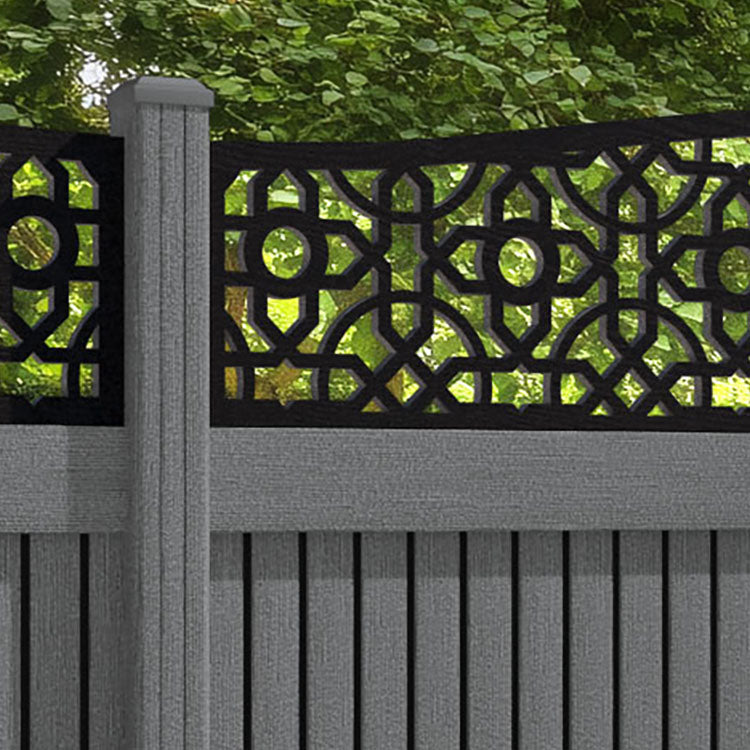 Virtis Nabila Curved Top Fence Panel - Mid Grey - with our composite posts