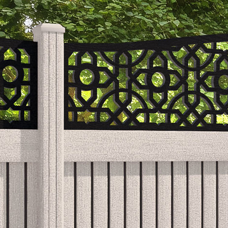 Virtis Nabila Curved Top Fence Panel - Mid Stone - with our composite posts