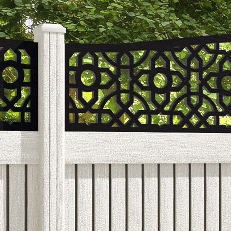 Virtis Nabila Curved Top Fence Panel - Light Stone - with our composite posts
