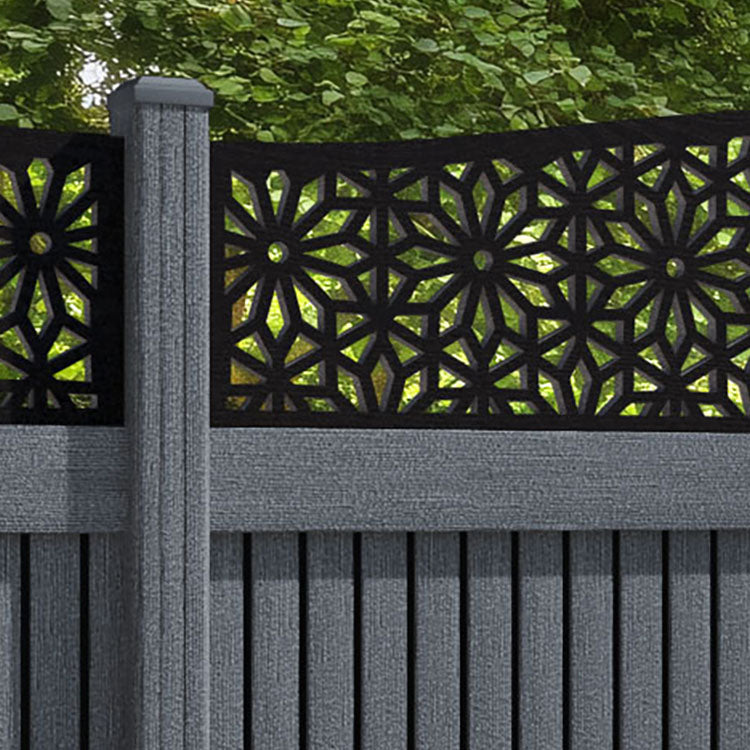 Virtis Narwa Curved Top Fence Panel - Anthracite - with our composite posts