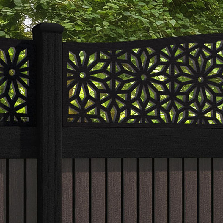 Virtis Narwa Fence Panel - Mid Brown - with our composite posts