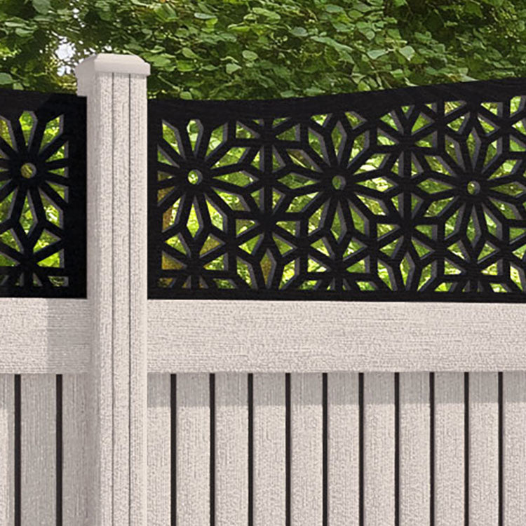 Virtis Narwa Curved Top Fence Panel - Mid Stone - with our composite posts