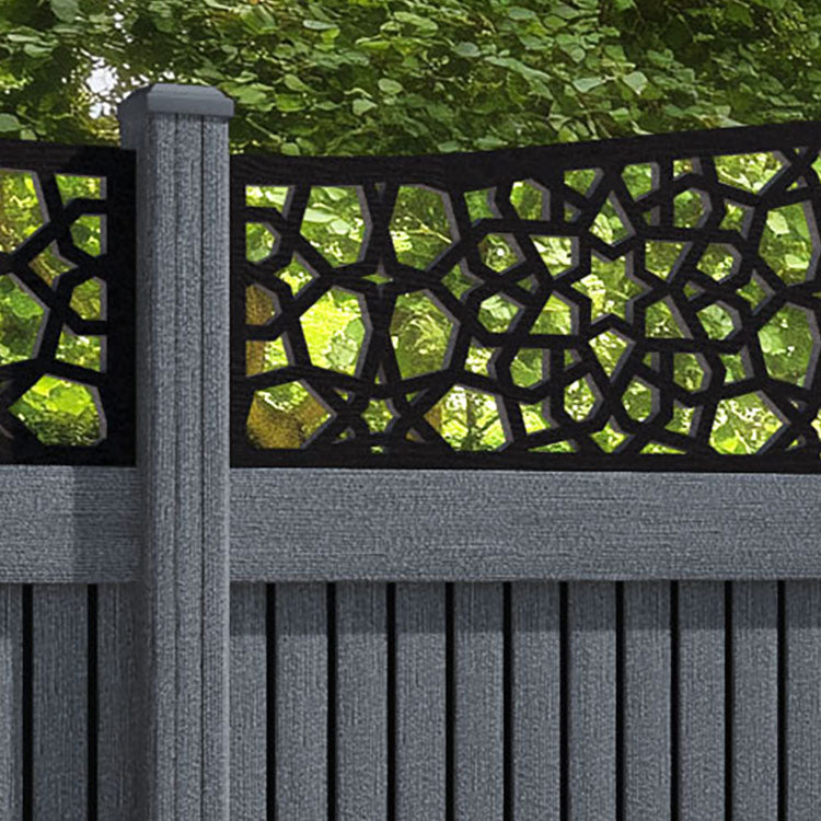 Virtis Nazira Curved Top Fence Panel - Anthracite - with our composite posts