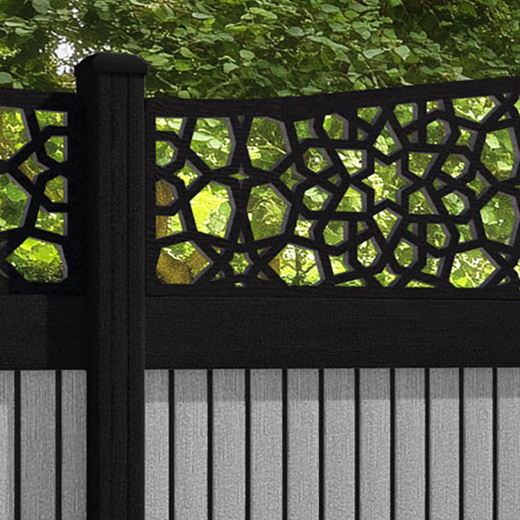 Virtis Nazira Curved Top Fence Panel - Light Grey - with our composite posts