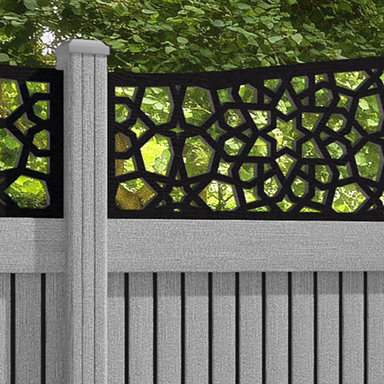 Virtis Nazira Curved Top Fence Panel - Light Grey - with our composite posts