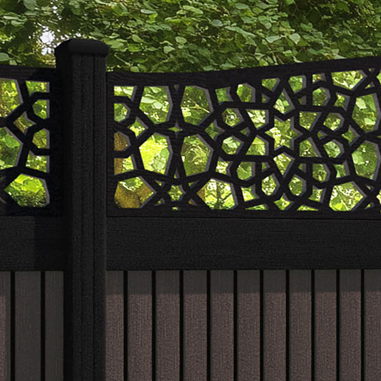 Virtis Nazira Curved Top Fence Panel - Mid Brown - with our composite posts
