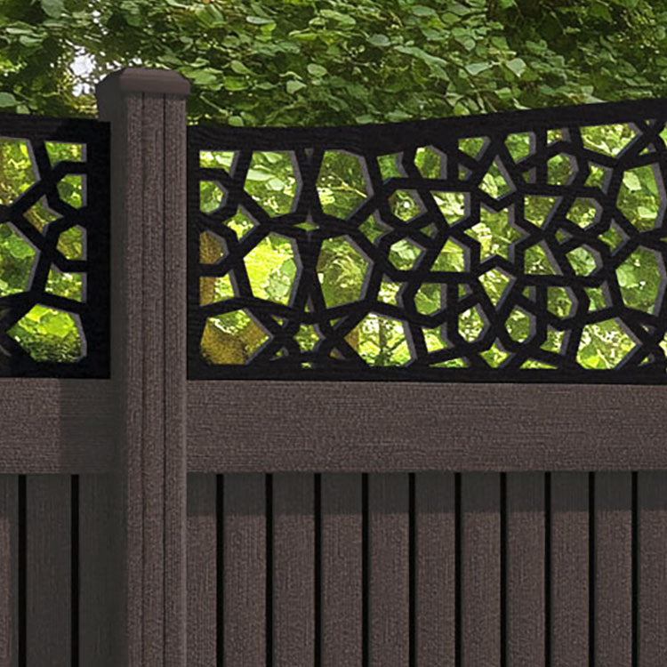 Virtis Nazira Curved Top Fence Panel - Mid Brown - with our composite posts