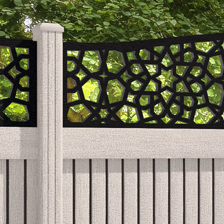 Virtis Nazira Curved Top Fence Panel - Mid Stone - with our composite posts