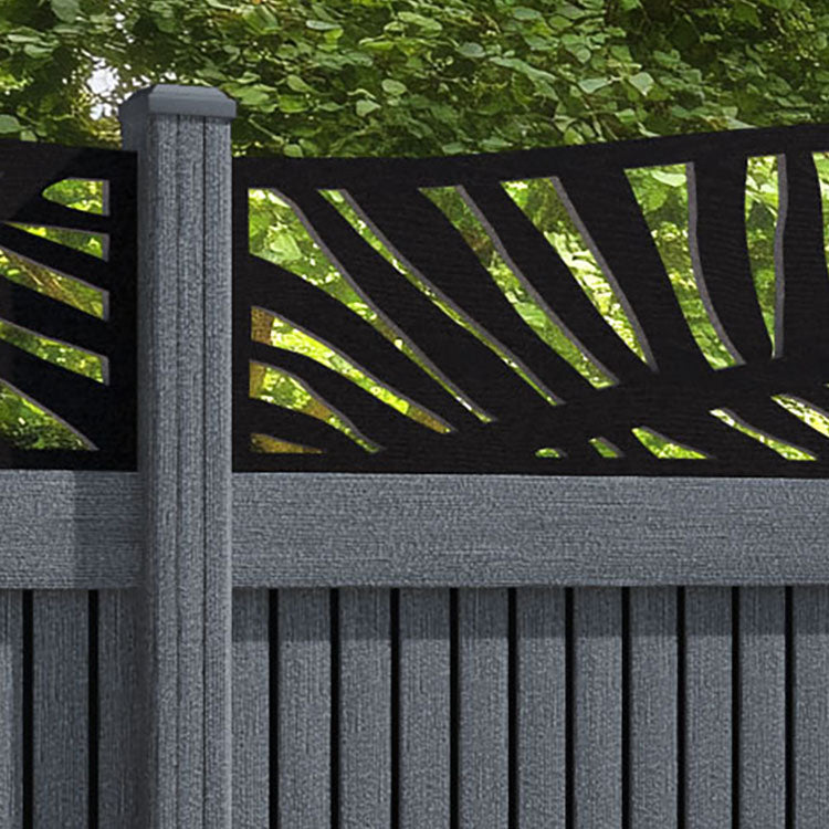 Virtis Palm Curved Top Fence Panel - Anthracite - with our composite posts