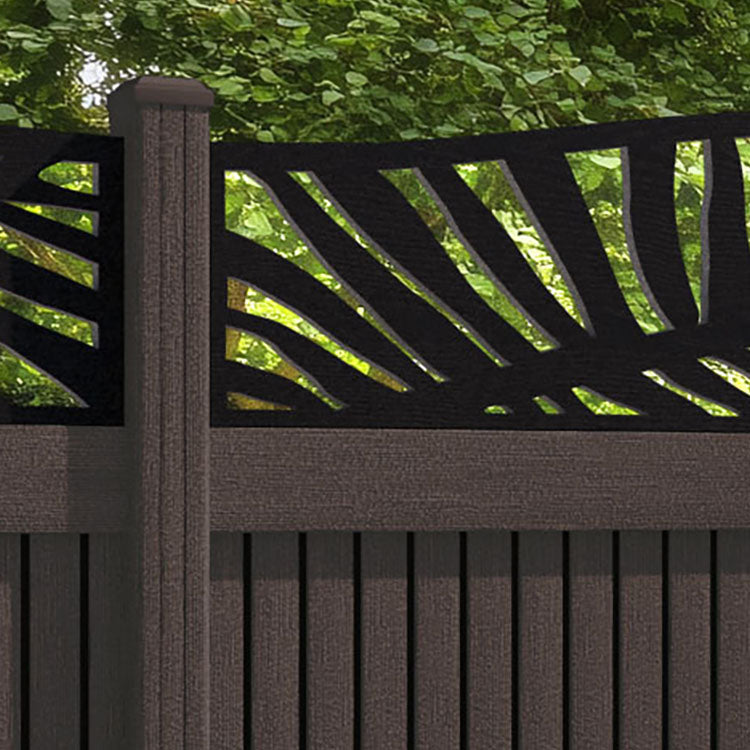 Virtis Palm Curved Top Fence Panel - Mid Brown - with our composite posts