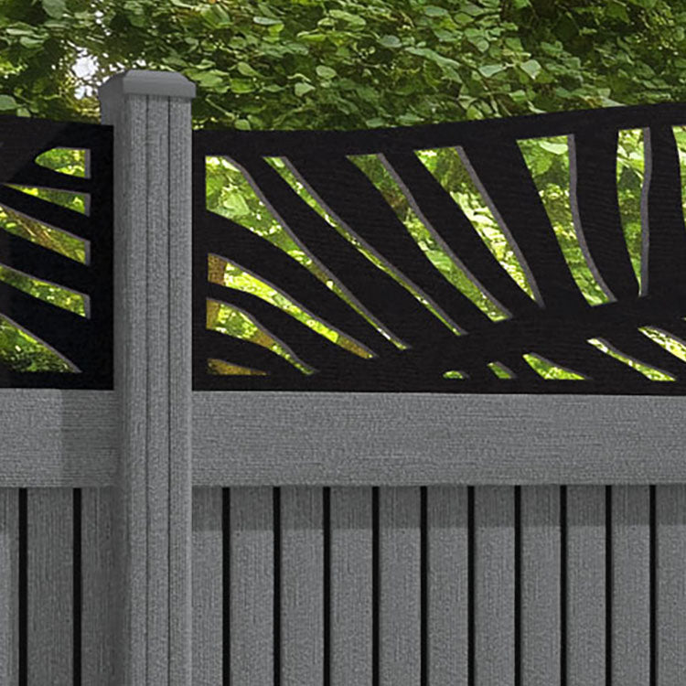 Virtis Palm Curved Top Fence Panel - Mid Grey - with our composite posts
