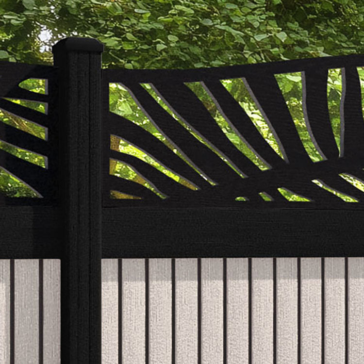 Virtis Palm Curved Top Fence Panel - Mid Stone - with our composite posts