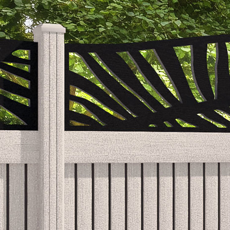Virtis Palm Curved Top Fence Panel - Mid Stone - with our composite posts