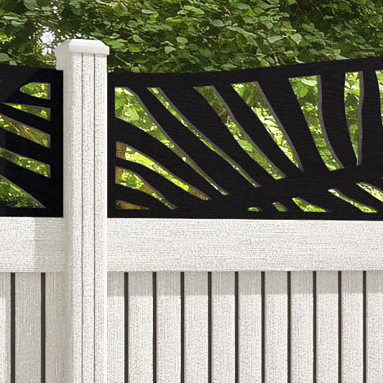Virtis Palm Curved Top Fence Panel - Light Stone - with our composite posts