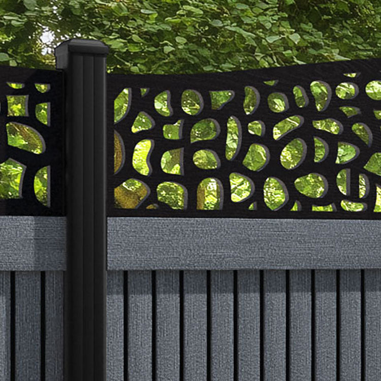 Virtis Pebble Curved Top Fence Panel - Anthracite - with our aluminium posts