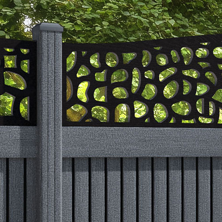 Virtis Pebble Curved Top Fence Panel - Anthracite - with our composite posts