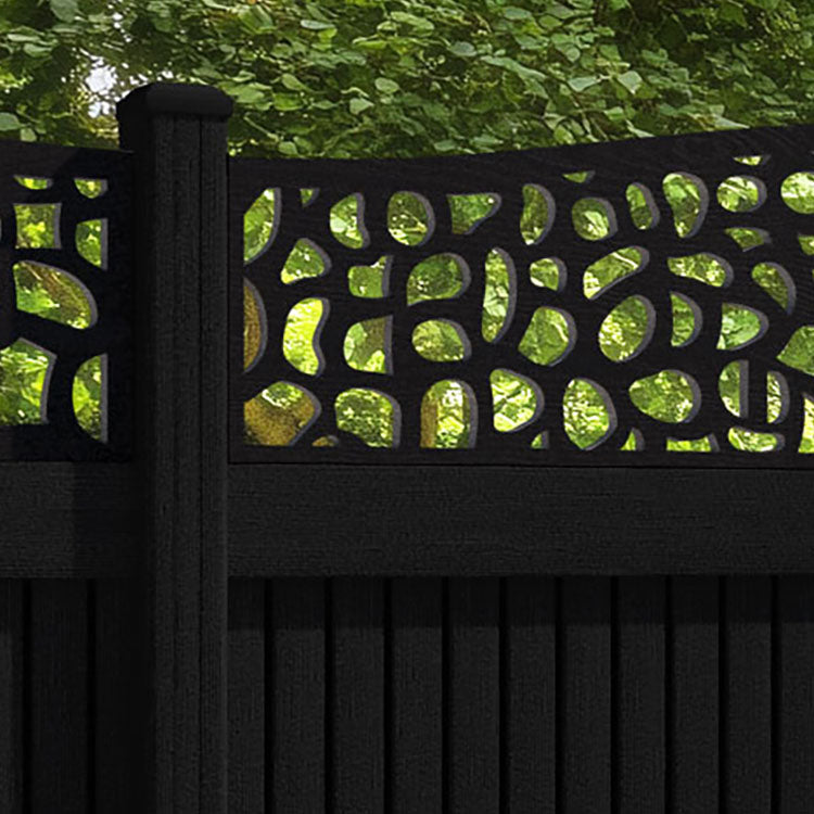Virtis Pebble Curved Top Fence Panel - Black - with our composite posts