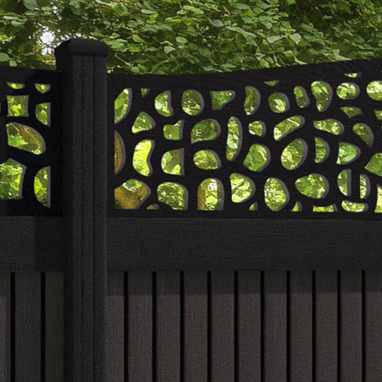 Virtis Pebble Curved Top Fence Panel - Dark Oak - with our composite posts