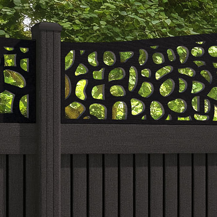 Virtis Pebble Curved Top Fence Panel - Dark Oak - with our composite posts