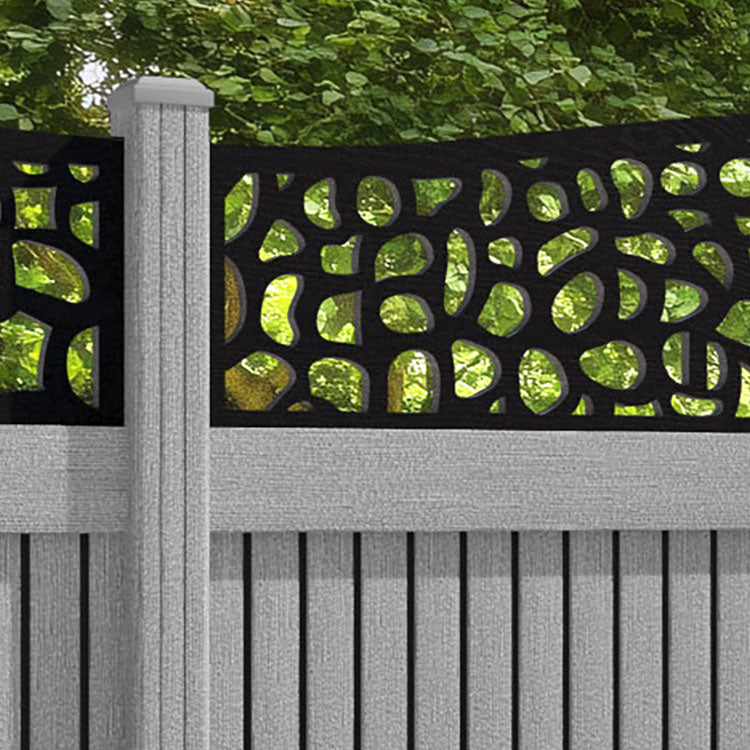 Virtis Pebble Curved Top Fence Panel - Light Grey - with our composite posts
