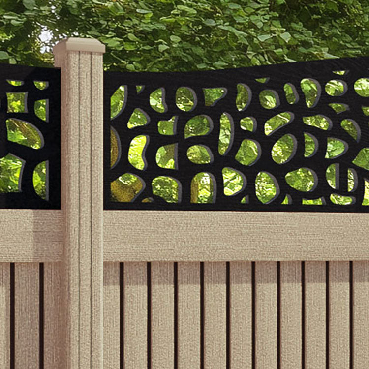 Virtis Pebble Curved Top Fence Panel - Light Oak - with our composite posts