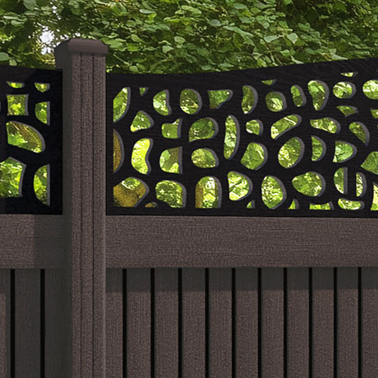 Virtis Pebble Curved Top Fence Panel - Mid Brown - with our composite posts