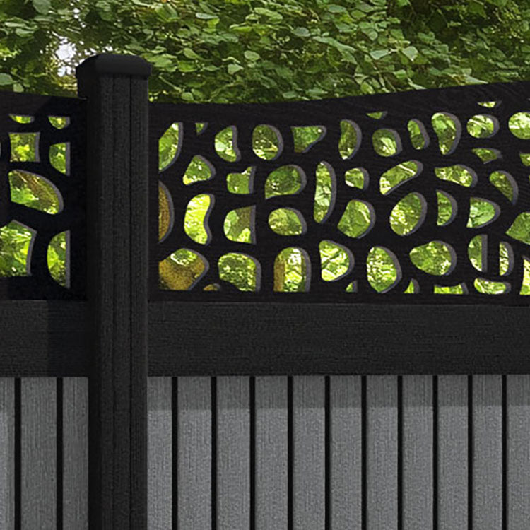 Virtis Pebble Curved Top Fence Panel - Mid Grey - with our composite posts