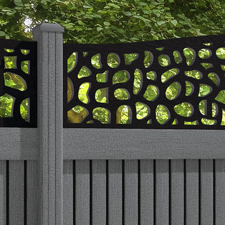 Virtis Pebble Curved Top Fence Panel - Mid Grey - with our composite posts