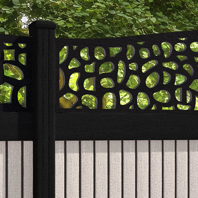 Virtis Pebble Curved Top Fence Panel - Mid Stone - with our composite posts