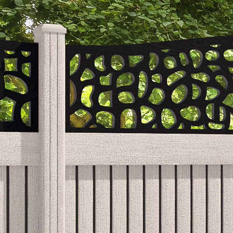 Virtis Pebble Curved Top Fence Panel - Mid Stone - with our composite posts