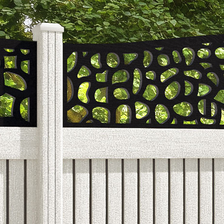 Virtis Pebble Curved Top Fence Panel - Light Stone - with our composite posts