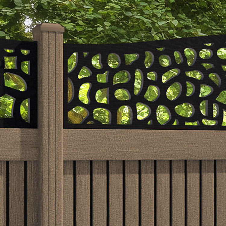 Virtis Pebble Curved Top Fence Panel - Teak - with our composite posts
