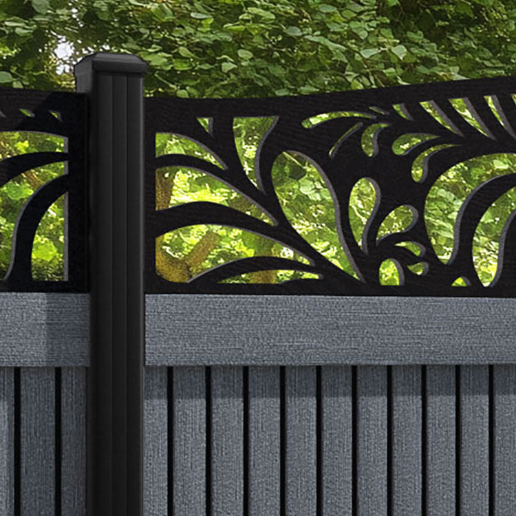 Virtis Petal Curved Top Fence Panel - Anthracite - with our aluminium posts