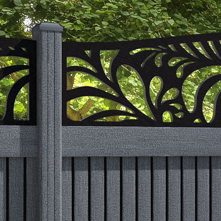 Virtis Petal Curved Top Fence Panel - Anthracite - with our composite posts