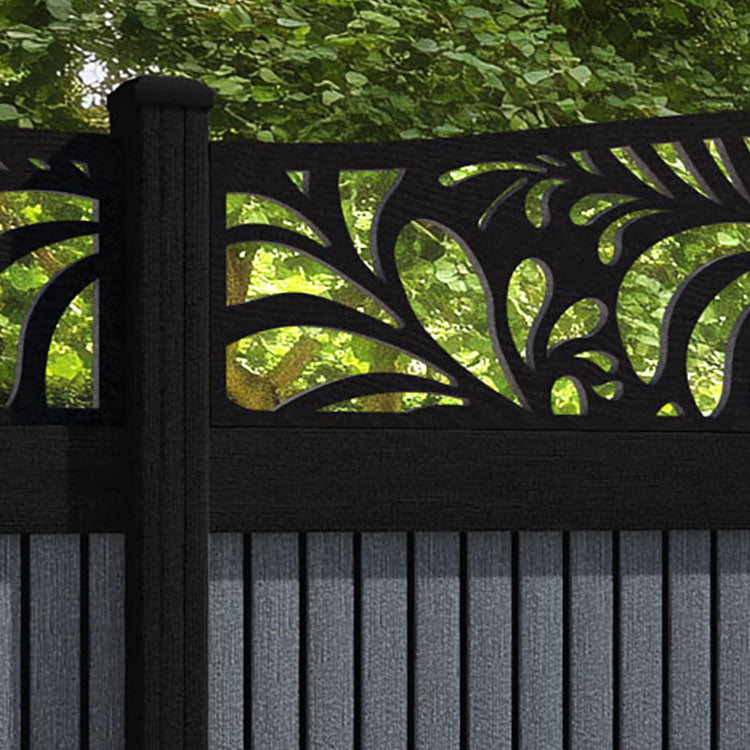 Virtis Petal Curved Top Fence Panel - Anthracite - with our composite posts