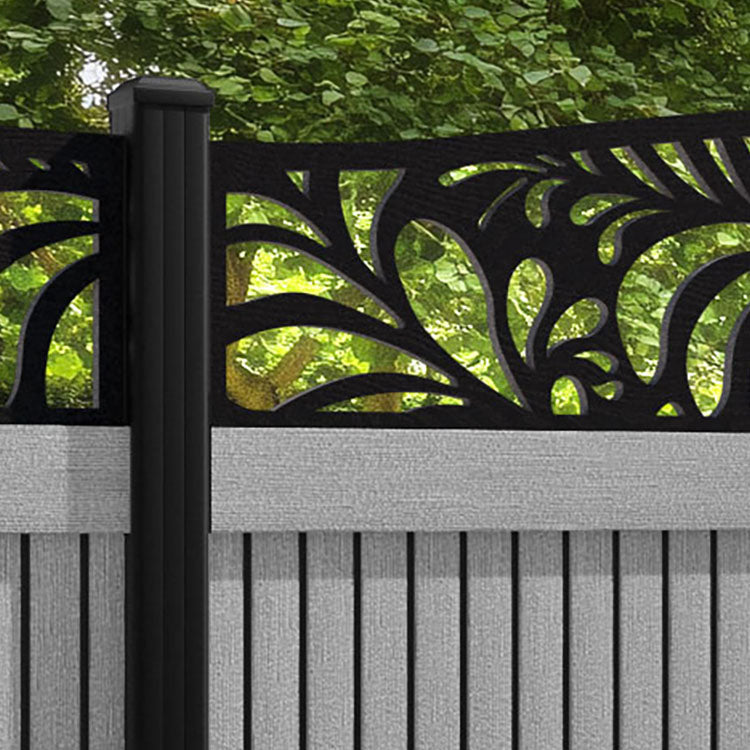 Virtis Petal Curved Top Fence Panel - Light Grey - with our aluminium posts