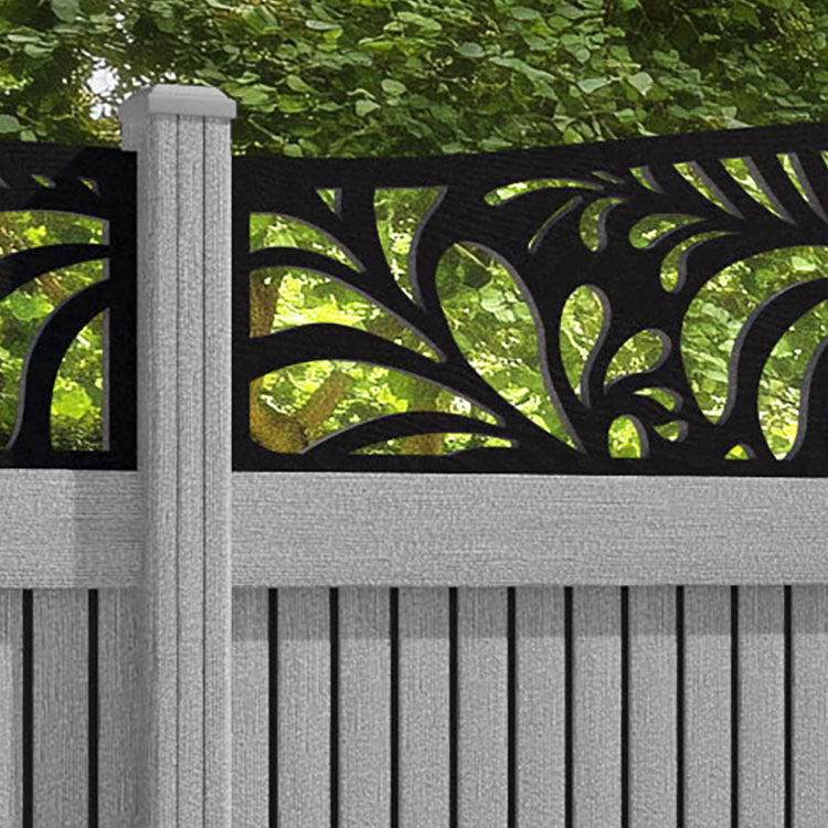 Virtis Petal Curved Top Fence Panel - Light Grey - with our composite posts