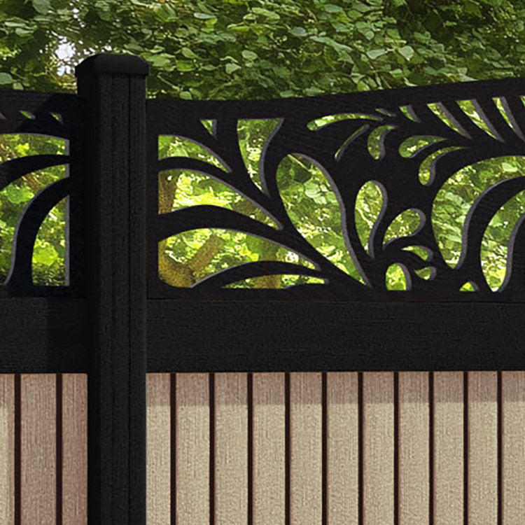 Virtis Petal Curved Top Fence Panel - Light Oak - with our composite posts
