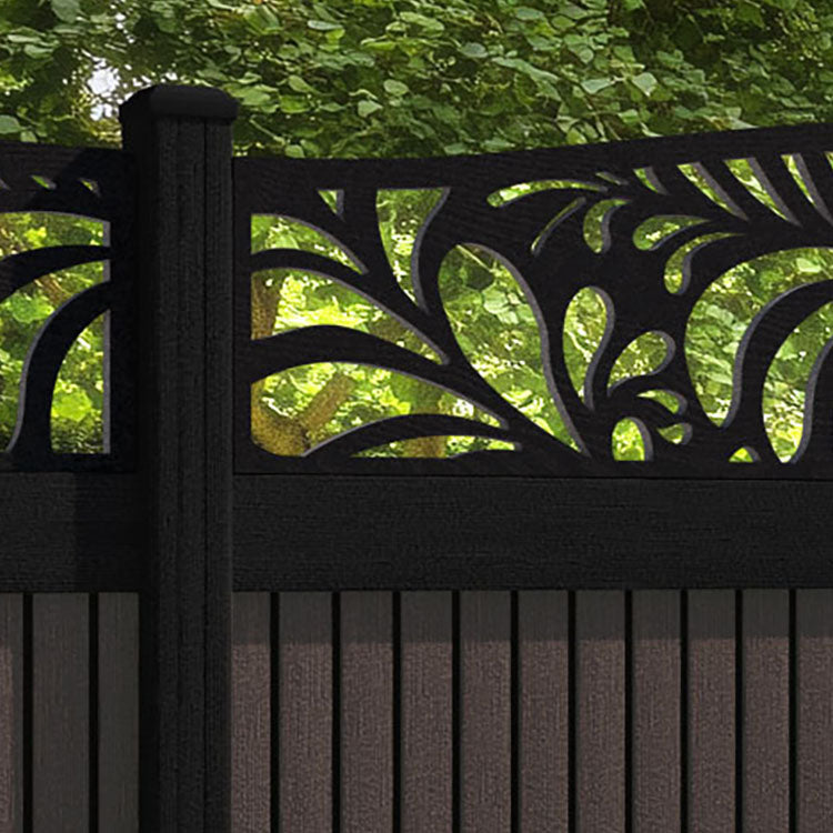 Virtis Petal Curved Top Fence Panel - Mid Brown - with our composite posts