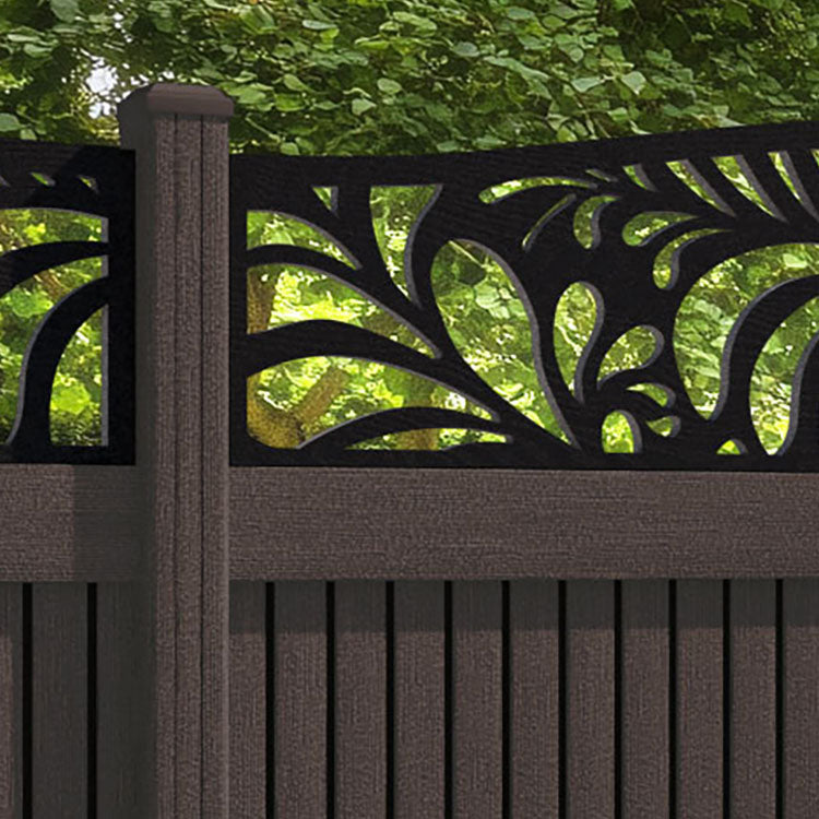Virtis Petal Curved Top Fence Panel - Mid Brown - with our composite posts